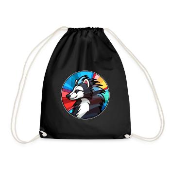Skunk vitrail coloré dessin animé Kawaii Animal - Sac de sport léger - noir - Devant
