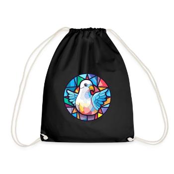 Taube Buntglas bunte Karikatur Kawaii Tier - Turnbeutel - Schwarz - Vorne