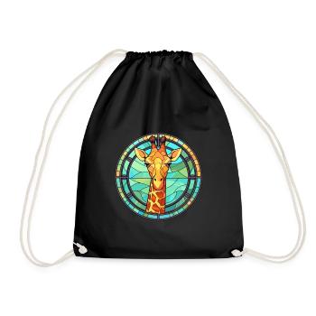 Girafe vitrail coloré dessin animé Kawaii Anim - Sac de sport léger - noir - Devant