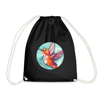 Colibri vitrail coloré dessin animé Kawaii - Sac de sport léger - noir - Devant