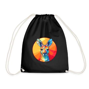 Kangourou vitrail coloré dessin animé Kawaii Ani - Sac de sport léger - noir - Devant