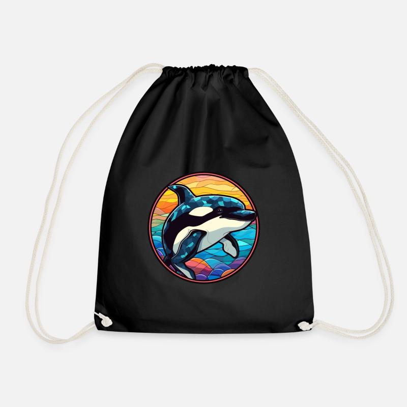 Orca Buntes Buntes Cartoon Kawaii Tier - Turnbeutel - Schwarz