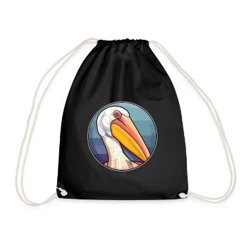 Pélican vitrail coloré dessin animé Kawaii Anim - Sac de sport léger - noir - Devant