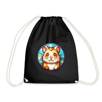 Hamster Bunte Karikatur Kawaii Anim - Turnbeutel - Schwarz - Vorne