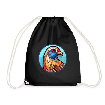 Perdrix vitrail coloré dessin animé Kawaii An - Sac de sport léger - noir - Devant