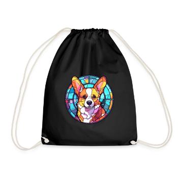 Corgi Hund Buntes Glas Bunte Karikatur Kawaii An - Turnbeutel - Schwarz - Vorne