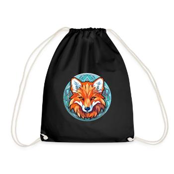 Fuchs Buntes Buntes Karikatur Kawaii Tier - Turnbeutel - Schwarz - Vorne