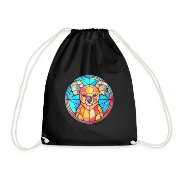 Koala Buntglas Bunte Karikatur Kawaii Tier - Turnbeutel - Schwarz - Vorne