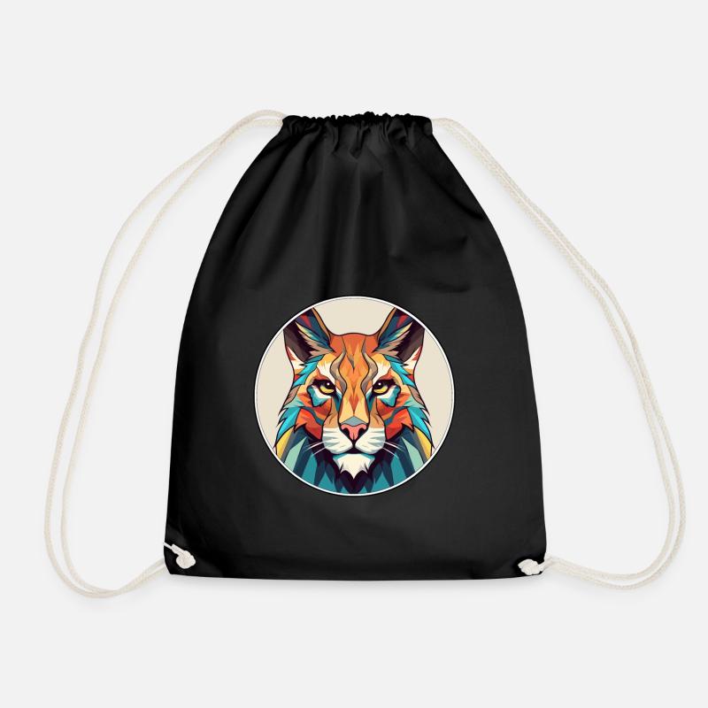 Luchs Buntes Cartoon-Kawaii-Tier - Turnbeutel - Schwarz