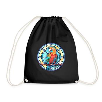 Perroquet vitrail coloré dessin animé Kawaii Anima - Sac de sport léger - noir - Devant