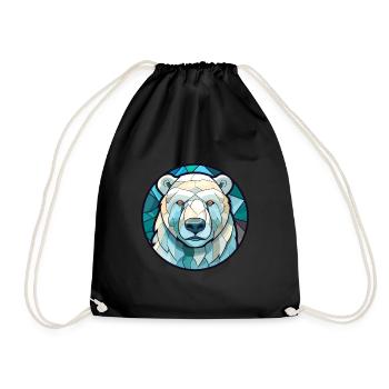 Ours polaire vitrail coloré dessin animé Kawaii A - Sac de sport léger - noir - Devant