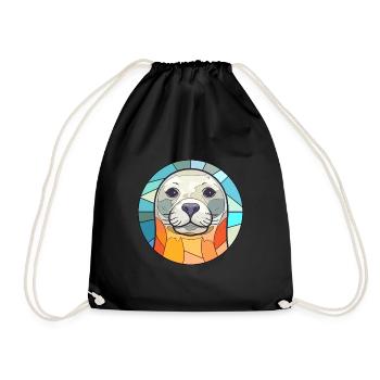 Siegel Buntes Glas Bunte Karikatur Kawaii Tier - Turnbeutel - Schwarz - Vorne