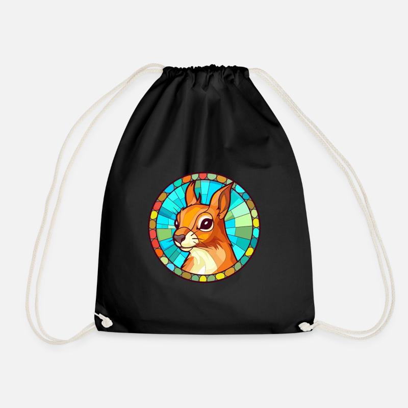 Eichhörnchen Buntes Glas Bunte Karikatur Kawaii Ani - Turnbeutel - Schwarz
