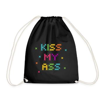 Rainbow Cross Stitch Word Art Design - Drawstring Bag - black - Front