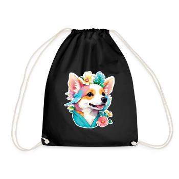 Corgi - Turnbeutel - Schwarz - Vorne
