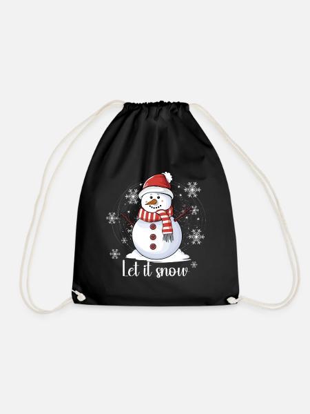 Snowman - Drawstring Bag - black