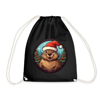 Noël castor - Sac de sport léger - noir - Devant