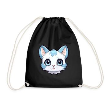 Aegean Cat Cute Happy Kawaii Cartoon Clipart Anima - Drawstring Bag - black - Front