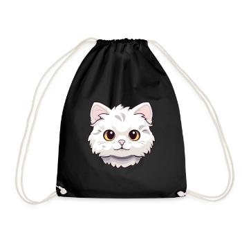 Américain Curl Chat Mignon Heureux Kawaii Cartoon Clipar - Sac de sport léger - noir - Devant