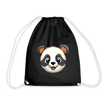 Panda Mignon Heureux Kawaii Cartoon Clipart Animal - Sac de sport léger - noir - Devant