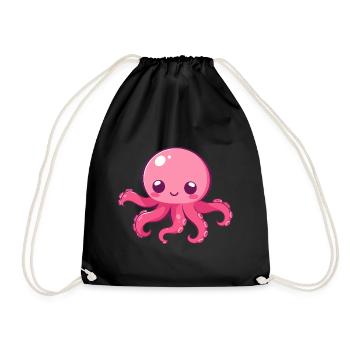 Poulpe mignon heureux kawaii dessin animé Clipart Animal - Sac de sport léger - noir - Devant