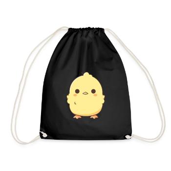 Huhn niedlich glücklich kawaii cartoon clipart tier - Turnbeutel - Schwarz - Vorne