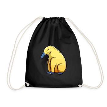 Ameisenbär Niedlich Glücklich Kawaii Cartoon Clipart Tier - Turnbeutel - Schwarz - Vorne