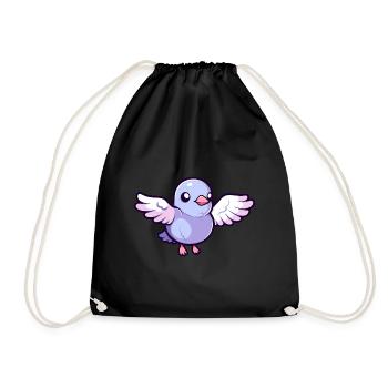 Taube Niedlich Glücklich Kawaii Cartoon Clipart Tier - Turnbeutel - Schwarz - Vorne