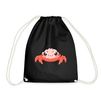 Krabbe süßes glückliches Kawaii Cartoon Clipart Tier - Turnbeutel - Schwarz - Vorne