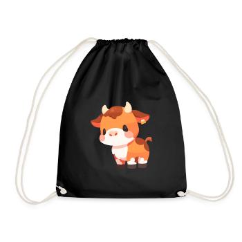 Vache Mignon Heureux Kawaii Dessin Animé Clipart Animal - Sac de sport léger - noir - Devant