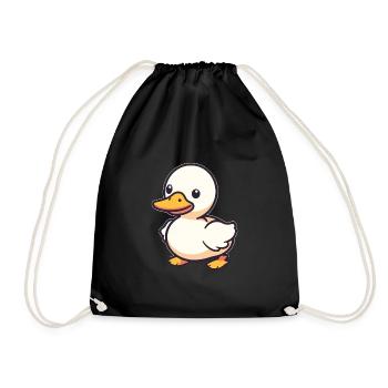 Canard mignon heureux Kawaii dessin animé Clipart Animal - Sac de sport léger - noir - Devant