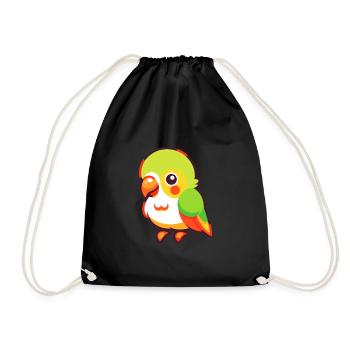 Papagei süßes glückliches Kawaii Cartoon Clipart Tier - Turnbeutel - Schwarz - Vorne