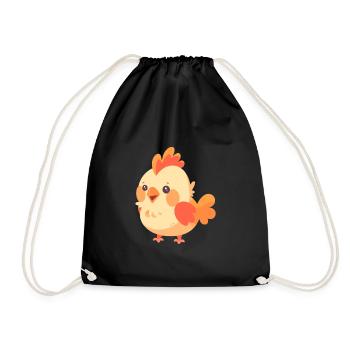 Rooster Cute Happy Kawaii Cartoon Clipart Animal - Drawstring Bag - black - Front