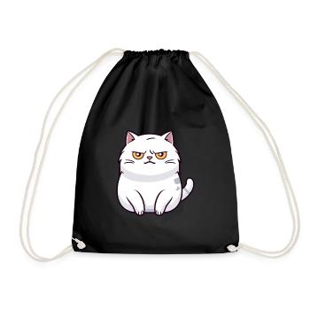 Katze niedlich glücklich kawaii cartoon clipart tier - Turnbeutel - Schwarz - Vorne