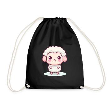 schaf niedlich glücklich kawaii cartoon clipart tier - Turnbeutel - Schwarz - Vorne