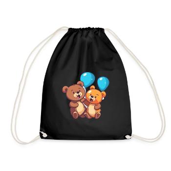 Ours kawaii dessin animé animal de compagnie jouant avec des ballons - Sac de sport léger - noir - Devant