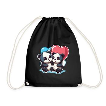 Panda Kawaii Cartoon Pet jouant avec des ballons - Sac de sport léger - noir - Devant