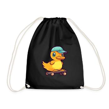 Drôle Canard Kawaii Cartoon Pet Jouant Skateboard - Sac de sport léger - noir - Devant