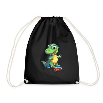 Drôle Dinosaure Kawaii Cartoon Jouer Skateboard - Sac de sport léger - noir - Devant
