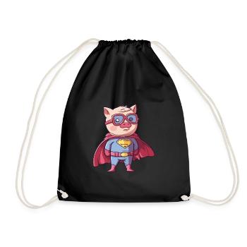 Super-héros Cochon Drôle Kawaii Dessin animé Animal de compagnie - Sac de sport léger - noir - Devant