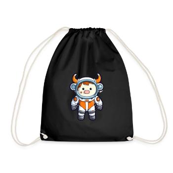 Astronaute Drôle Vache Kawaii Dessin Animé Animal De Compagnie - Sac de sport léger - noir - Devant