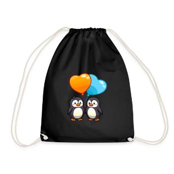 pingouins kawaii dessin animé animal de compagnie jouant avec des ballons - Sac de sport léger - noir - Devant