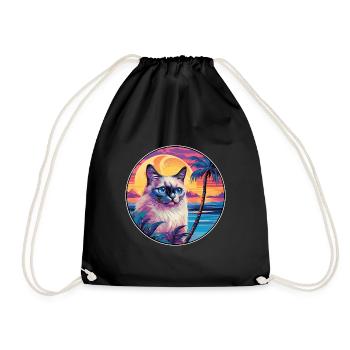 Heilige Birma-Katzenrasse, Aquarell-Cartoon Kawaii - Turnbeutel - Schwarz - Vorne