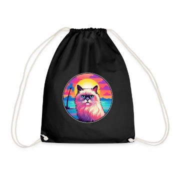 Birmanie chat race aquarelle dessin animé Kawaii animal de compagnie - Sac de sport léger - noir - Devant