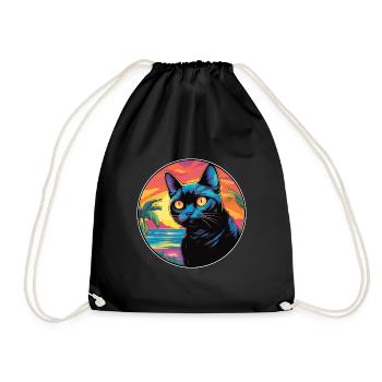 Bombay Cat Race Aquarelle Dessin animé Kawaii Pet - Sac de sport léger - noir - Devant