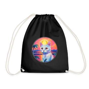 Burmilla Chat Race Aquarelle Dessin animé Kawaii Pet - Sac de sport léger - noir - Devant
