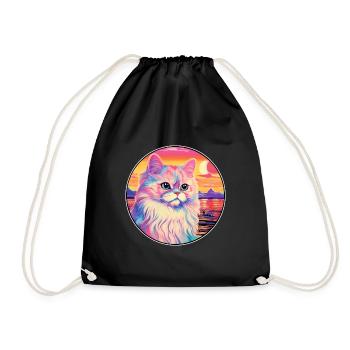 Colorpoint Persische Katze Aquarell Karikatur Kawaii - Turnbeutel - Schwarz - Vorne