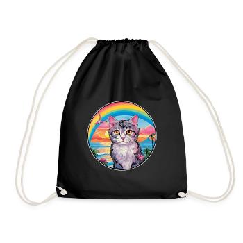 Selkirk Rex Katzenrasse Aquarell Cartoon Kawaii - Turnbeutel - Schwarz - Vorne