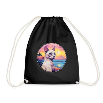 Tonkinois Chat Race Aquarelle Dessin Animé Kawaii Animal De Compagnie - Sac de sport léger - noir - Devant