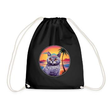 Anglais Argent Chat Race Aquarelle Dessin Animé Kawaii - Sac de sport léger - noir - Devant